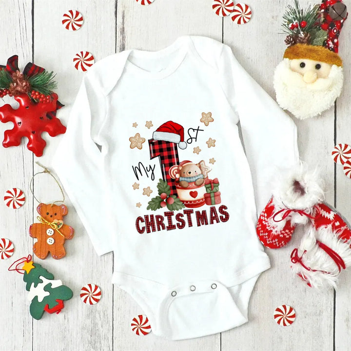 Snuggish My First Christmas Newborn Baby Long Sleeve Romper