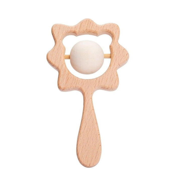 Beech Wood Baby Rattle and Teething Ring