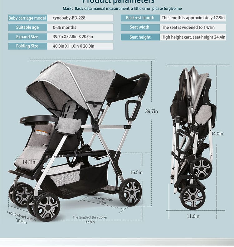 CynaBaby™ Double Stroller For Twins With Cozy Comfort at Discounted Price