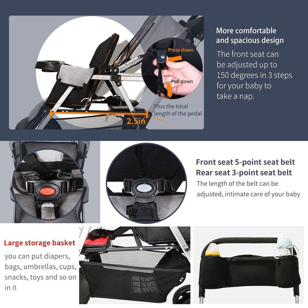 CynaBaby™ Double Stroller For Twins With Cozy Comfort at Discounted Price