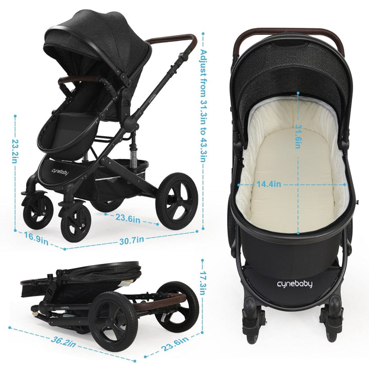 Cynebaby 2 in 1 Convertible Cradle Pram or Stroller