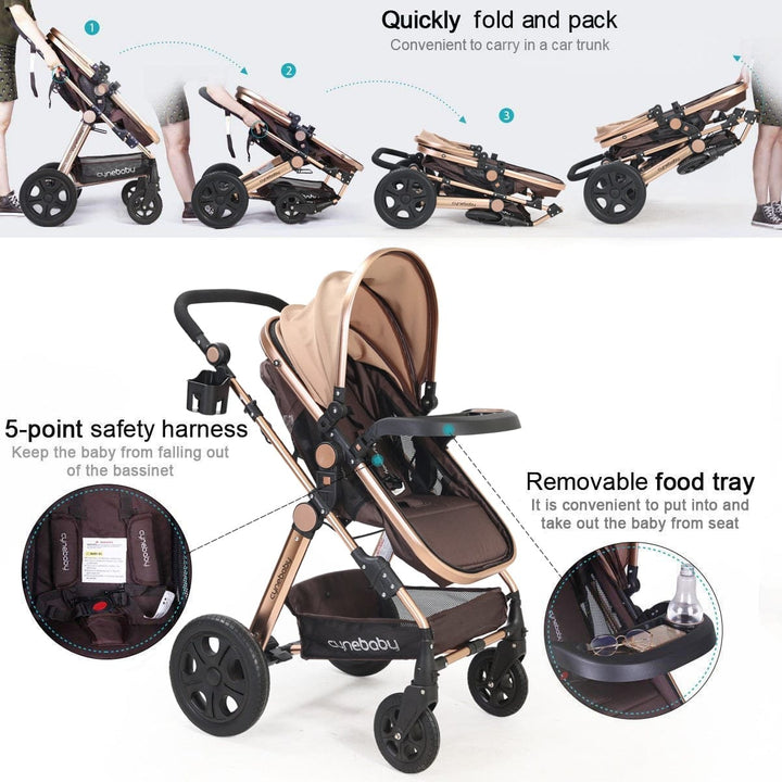 Cynebaby Convertible Bassinet & Luxury Stroller/Pram Stroller