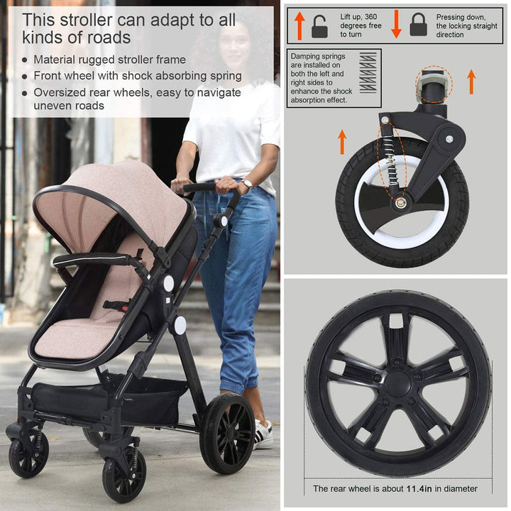 CyneBaby High-view Baby Stroller With Reversible Cradle