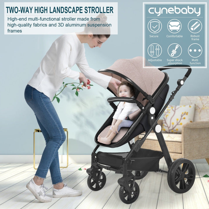 CyneBaby High-view Baby Stroller With Reversible Cradle