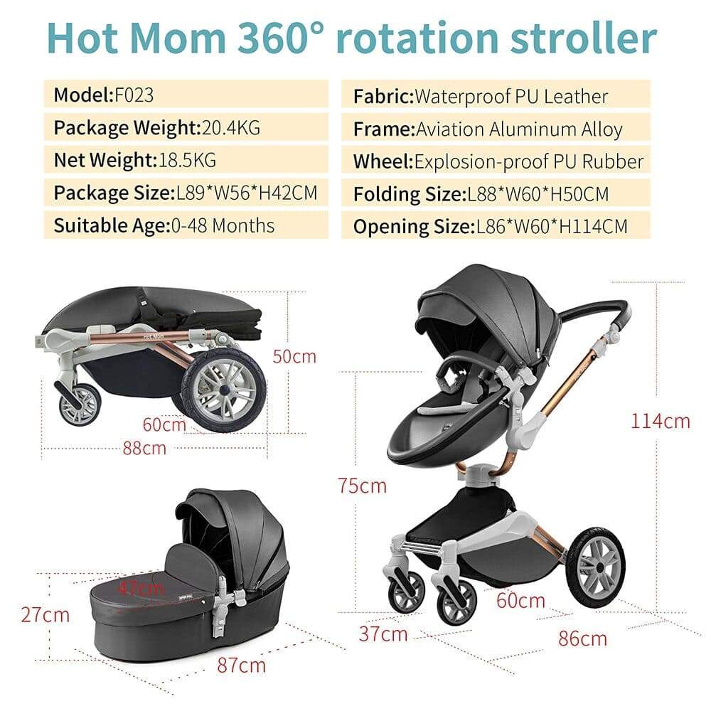 Hot Mom™ Luxurious 360° 2 in 1 Baby Stroller