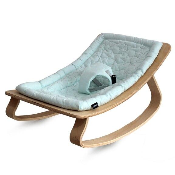 Natural Wooden Organic Cotton Cushion Baby Rocker