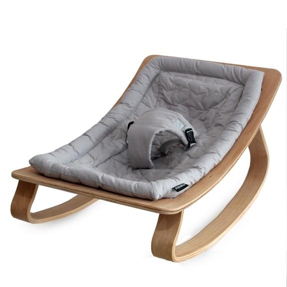 Natural Wooden Organic Cotton Cushion Baby Rocker