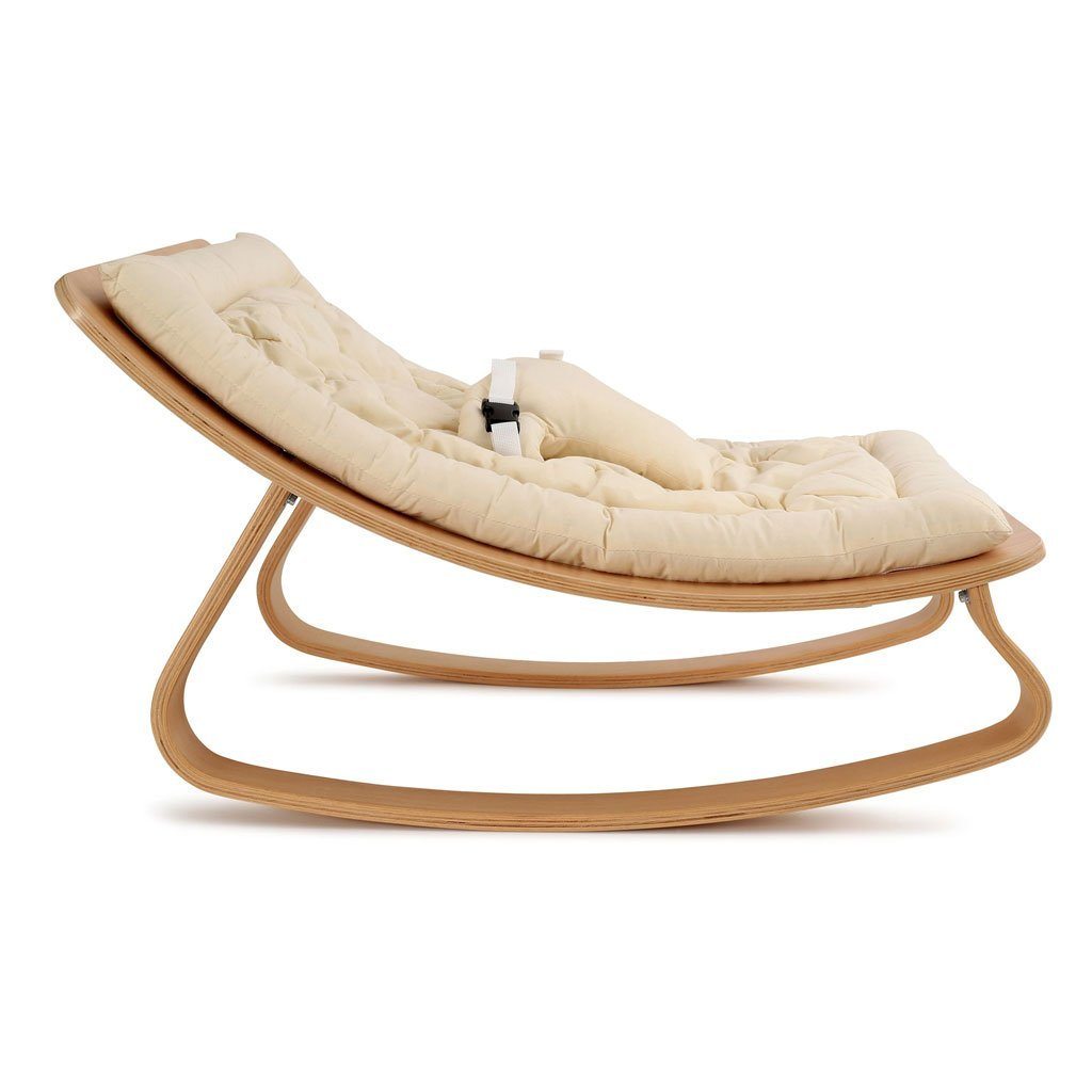 Natural Wooden Organic Cotton Cushion Baby Rocker