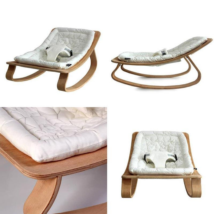 Natural Wooden Organic Cotton Cushion Baby Rocker