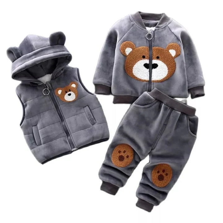 Snuggish Thick Fleece Cartoon Bear Jacket Vest Pants