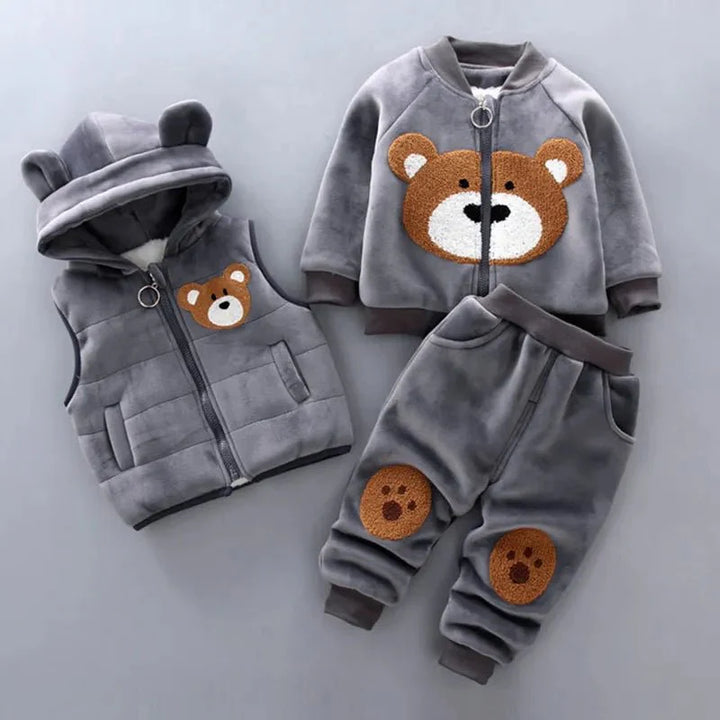 Snuggish Thick Fleece Cartoon Bear Jacket Vest Pants