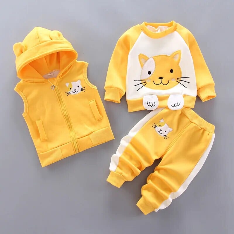 Snuggish Thick Fleece Cartoon Bear Jacket Vest Pants